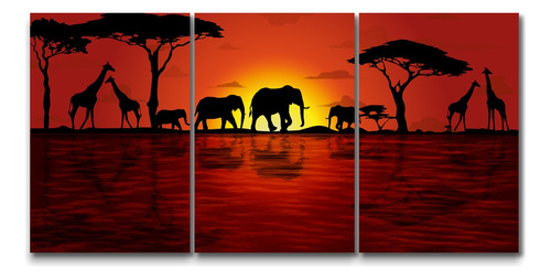 Mural Decorativo Tríptico Africa Indomable 120x60 Pvc 5mm