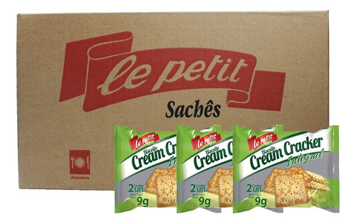 Biscoito Bolacha Cream Cracker Integral 9g Sachê Caixa 360un
