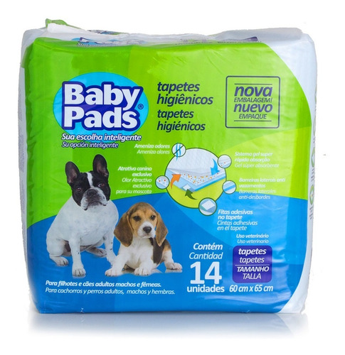 Tapete Higienico Para Cães Baby Pads 60x65 Cm Com 14un Petix