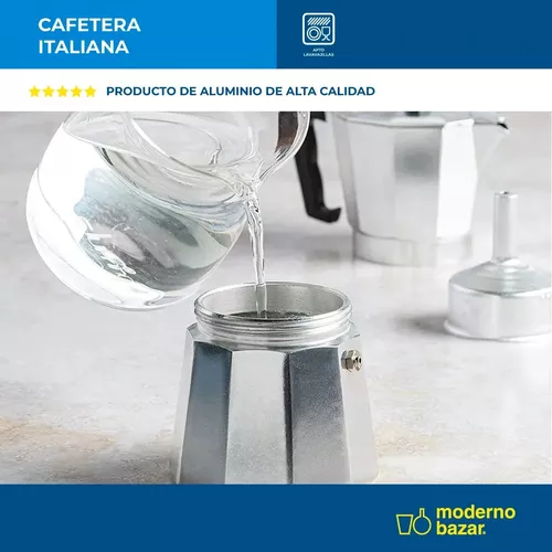 Cafetera Tipo Italiana Aluminio18cm 6 Pocillos Moka Express
