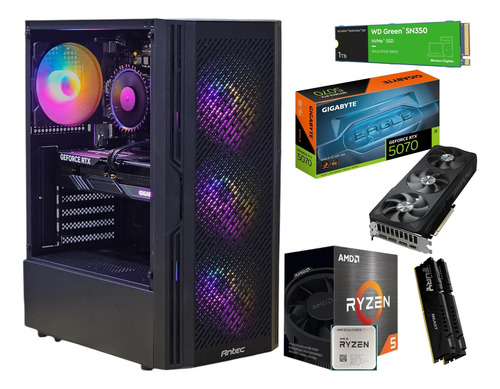 Pc Gamer Rtx 5070 Ryzen 5 5600x Ram 32gb Ddr4 1tb M.2 Wifi