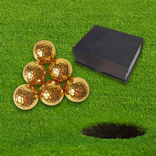 Pelotas De Golf Doradas De Doble Capa, Pelotas Cantidad 6