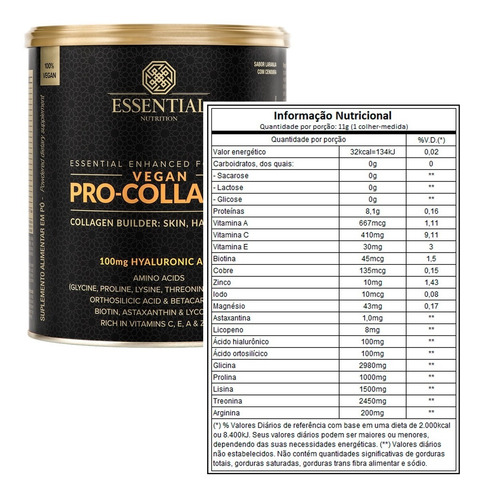 Vegan Pro-collagen 330g - Essential Nutrition / Com Nf