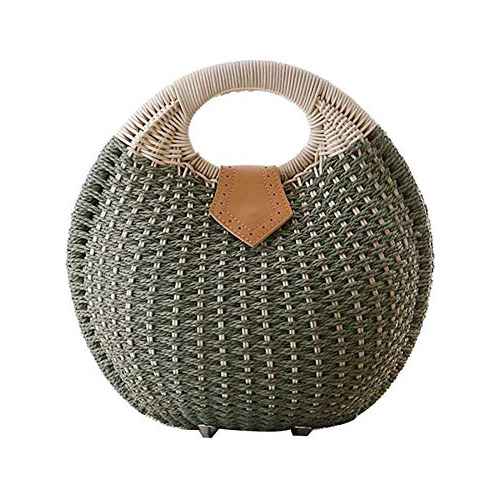 Potente Mujer Shell Shape Straw Bag Rattan Woven Beach Bolso