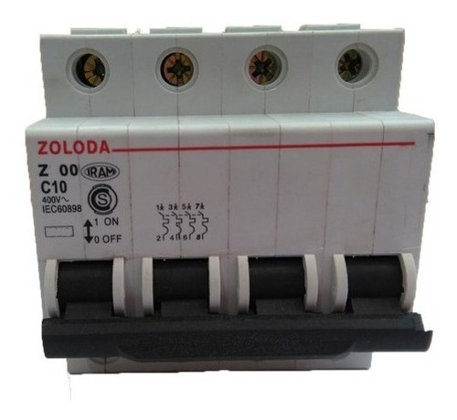 Interruptor Llave Térmica Zoloda Tetrapolar 4x10a 10ka C