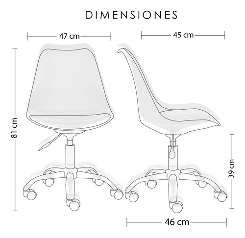 Set 2 Pieza Silla De Oficina Estilo Eames Blanco Base Dorado