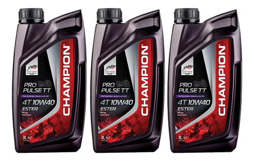 10w40 Champion Pro Pulse Aceite De Moto Sintético Pack 3l