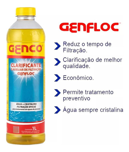 Kit 12 Unidades Clarificante Genfloc Spas Piscinas 1l Genco