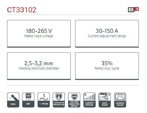 Máquina de soldar Inversora Crown 200Amp MMA MINI CT33102