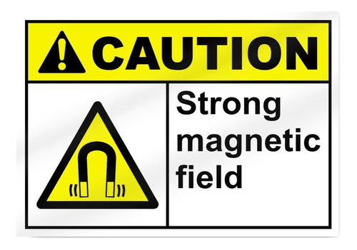 Cartel Advertencia Campo Magnetico Fuerte 14.0 In Ancho X