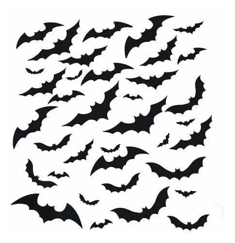 Diy Halloween 3d Decoraciones Murciélagos De Miedo, 60 Pieza