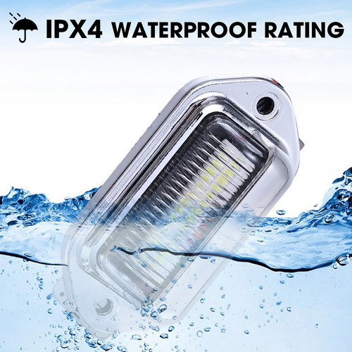 Lámpara Trasera Led Blanca Impermeable Para Matrícula, 2 Uni