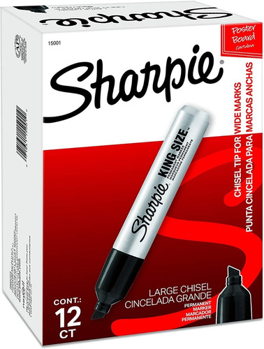 Imagen 1 de 1 de Marcador Sharpie Industrial King Size Negro. Caja X 12 Und