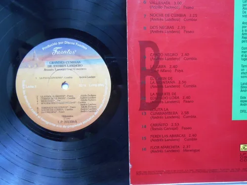 Andres Landero Y Su Conjunto Grandes Cumbias Lp Vinilo 1995 (Usado)