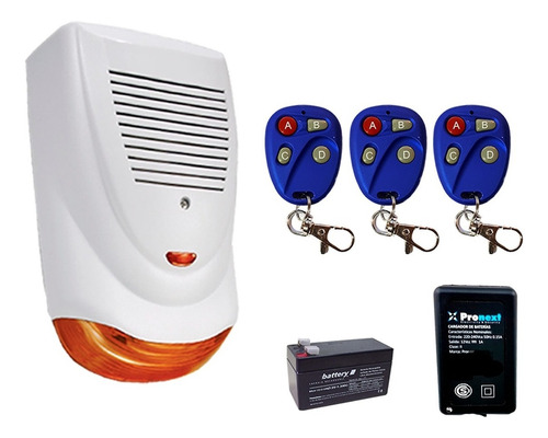 Imagen 1 de 1 de Alarma Vecinal Inalambrica Casa Estrobo Led Control Bateria