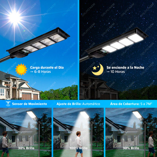 Luminaria Solar Led 120w Reflector Calle Fotocelula Pack X4 Negro Blanco Frío 4