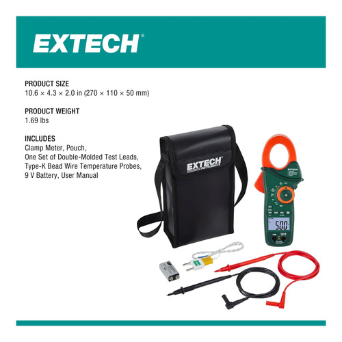 Extech Ex820a 1000a Medidor De Abrazadera De Ac Verdadero Ir