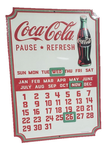 Coca Cola Calendario Retro Vintage Metal Marcadores Iman