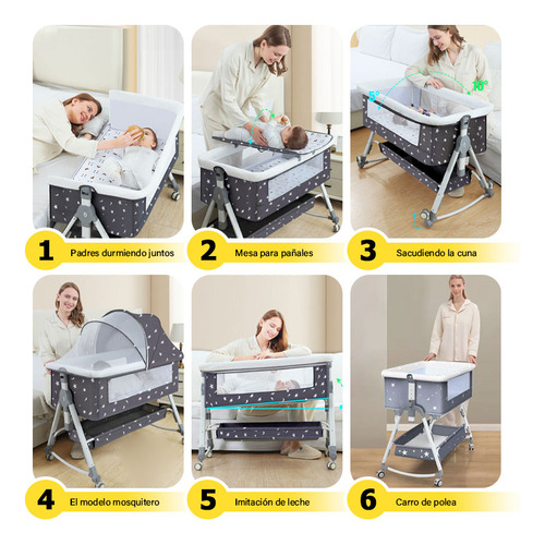 Cuna Corral Bebe Colecho Plegable Con Mosquitero Y Ruedas8accessories +7modoscon Cambiadoralta Calidad Plush Frame Edge