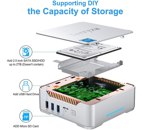 Mini Pc Terryza Intel N3350 8gb Ram/128 Gb Ssd Bt Win10 Wifi