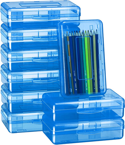 Paquete De 24 Cajas Cartucheras Fainne Transparentes Azul