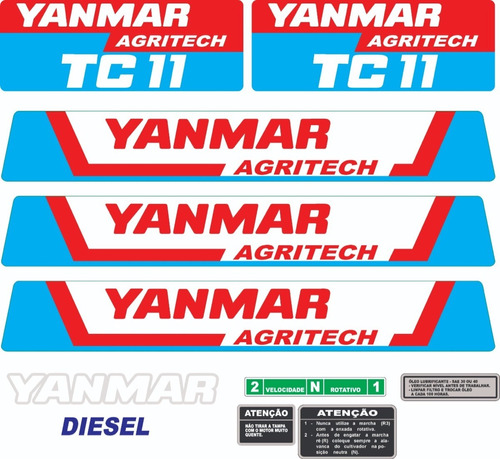 Decalque Faixa Adesiva Microtrator Yanmar Tc11 Tc 11