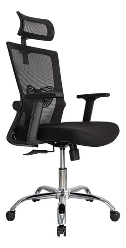 Silla De Oficina Presidente Ergonomus Delphi Base Cromada Color Negro Silla de Escritorio para Home Office