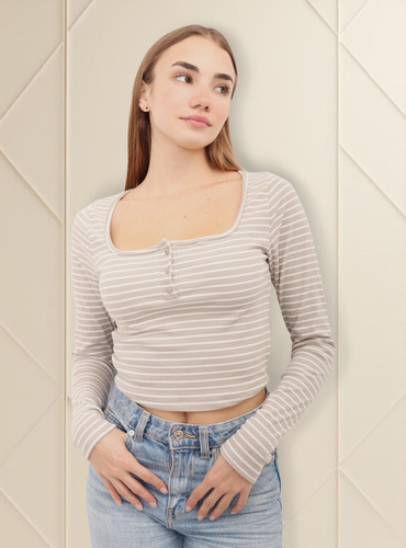 Remera Rayada Con Carterita Y Botones Alan