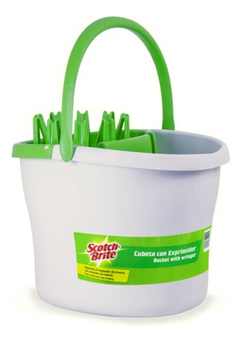 3m Scotch-brite Cubeta Con Exprimidor, Blanca + Escoba Para