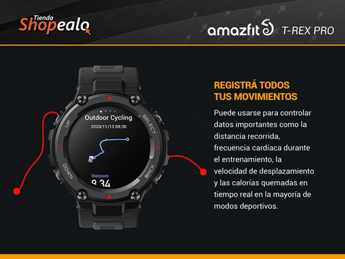 Imagen 7 de 9 de Smartwatch Amazfit T-rex Pro Gps Negro Spo2 10 Atm Cuota -*