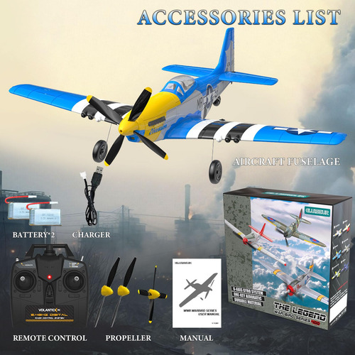 Avión Rc 4-ch P51 Mustang Xpilot Control Remoto Para Princip Color