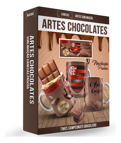 Pack 20 Artes Canecas Chocolates Times Futebol Páscoa Mockup