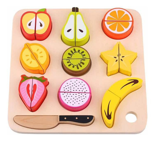 Juego Tabla Cortar Madera Frutas Tooky Toy Cadaques Kids