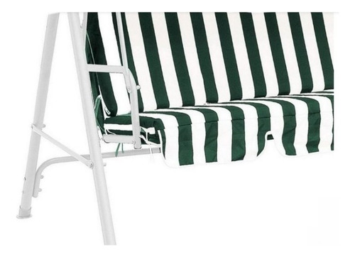 Sillon Columpio Hamaca 3 Cuerpos Rayas Verde Oscuro Premium Color Blanco Y Verde Oscuro