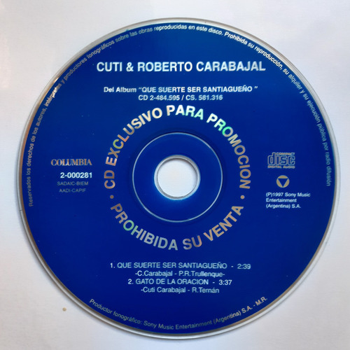 Cd Original Promo - Cuti & Roberto Carabajal (que Suerte...)