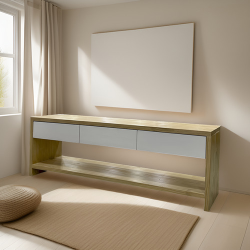 Mesa Mueble Rack De Tv Tablero Multilaminado Madera Pintada Marrón Claro