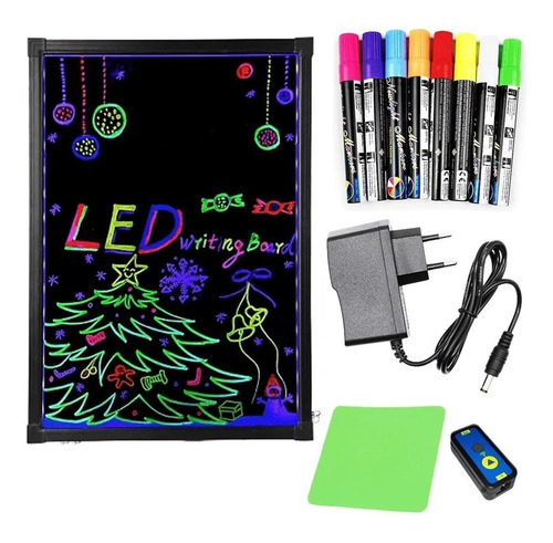 Lousa Mágica Quadro Iluminação Led 78,5×58,5cm Neon 8caneta