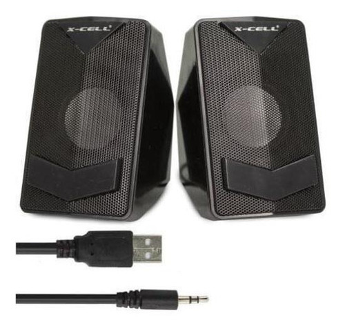 Conjunto 2 Caixas De Som Pc Usb P2 Preto X-cell - Xc-cm-08