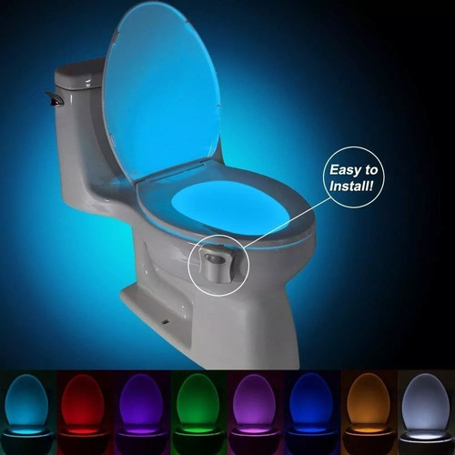 Luz Led 8 Colores Inodoro Con Sensor De Movimiento Full
