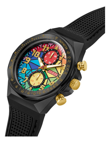Reloj Hombre Guess D1 Negro Fondo Arcoíris