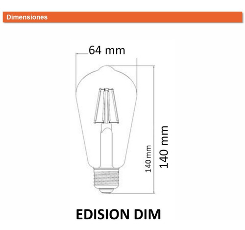 Imagen 3 de 5 de Lámp Led Osram Vintage Dimerizable Ambar 7w Luz Cal E27
