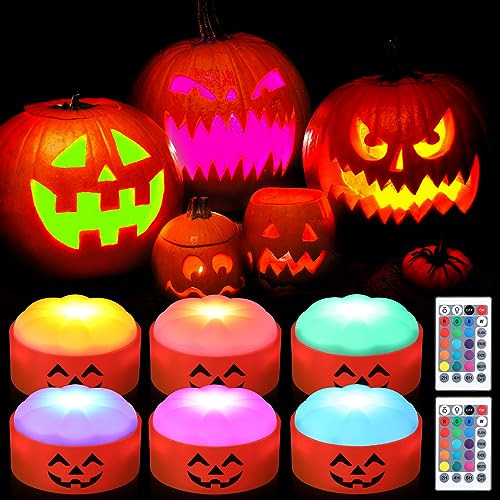 6 Piezas De Luces De Calabaza Led De Halloween 2 Contro...