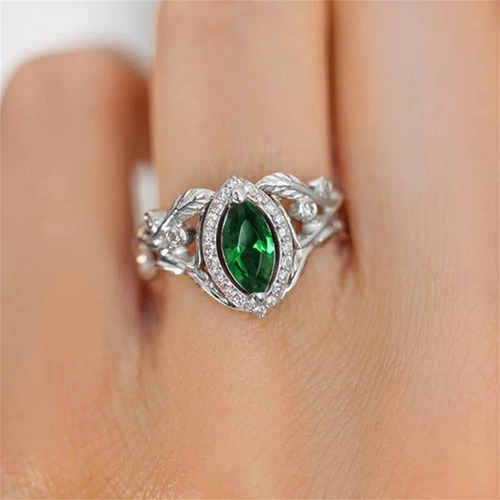 Anillo De Plata De Ley 925 Brillante De Talla Marquesa Con P