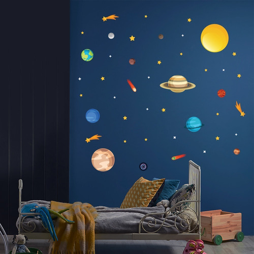 Imagem 5 de 7 de Adesivo De Parede Sistema Solar Quarto Menino Planetas