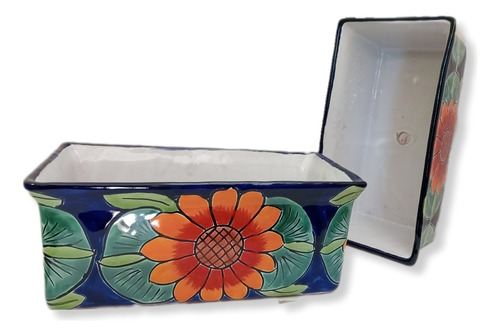 Maceta Rectangular De Talavera 100%artesanal 