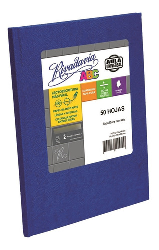 Cuaderno Tapa Dura Rayado 50h Abc Aula Universal Azul