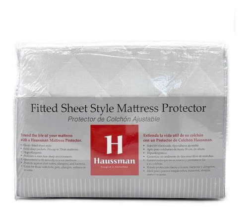 Protector De Colchón Matelaseado 140 X 190 Haussman Color Blanco Diseño De La Tela Liso