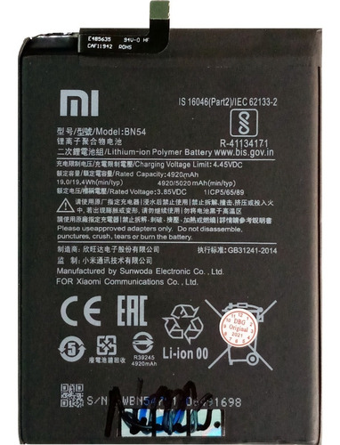Bateria Pila Xiaomi Note 9 Redmi 10x Pro 5g Bn54 Original
