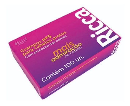 Imagem 1 de 4 de Grampo De Cabelo Preto N°5 100 Unidades Profissional Ricca