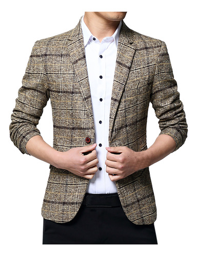 Traje Fino Y Elegante De Lana A Cuadros Casual Para Hombre